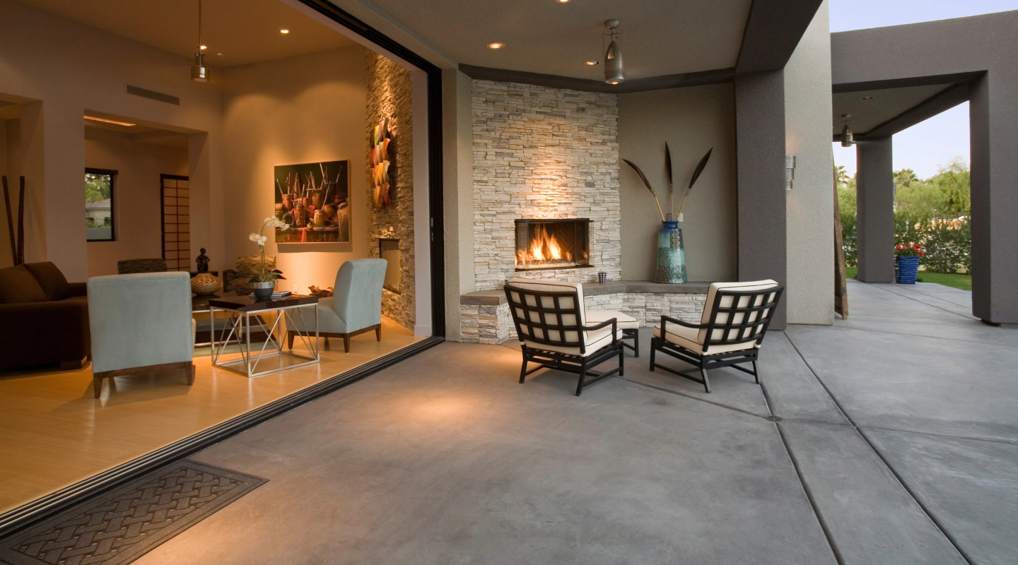 concrete patio in a modern residence